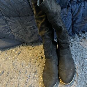 Womens black calf high suede boots size 10